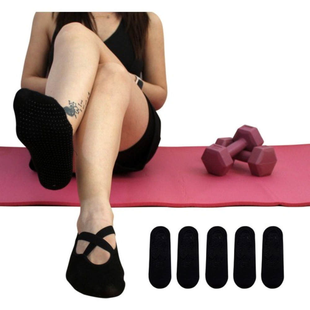 Sweex 5 Çift Bambu Siyah Kaymaz Taban Silikon Baskılı Yoga Fitness Pilates Ve Aktivite Kadın Çorabı Çorap (Outdoor) Fiyatı