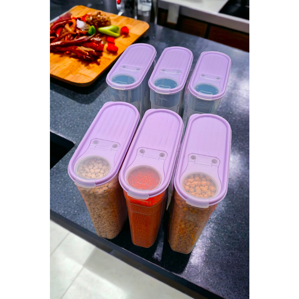 SWENCRAFT Erzak Bakliyat Saklama Kabı Kiler Box 6 lı Set Lüks Şık Kutu 12 Prç Lila Saklama Kapları Fiyatı