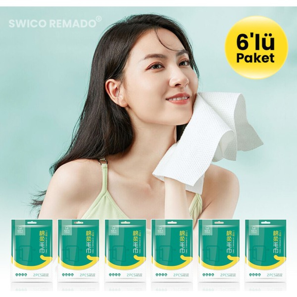 Swico Remado Tek Kullanımlık Seyahat Havlusu Sıkıştırılmış Yüz Havlusu 6'lı Paket (12 Adet) (Yurt Dışından) - Beyaz - 30 x 60 cm El / Yüz Havlusu Fiyatı