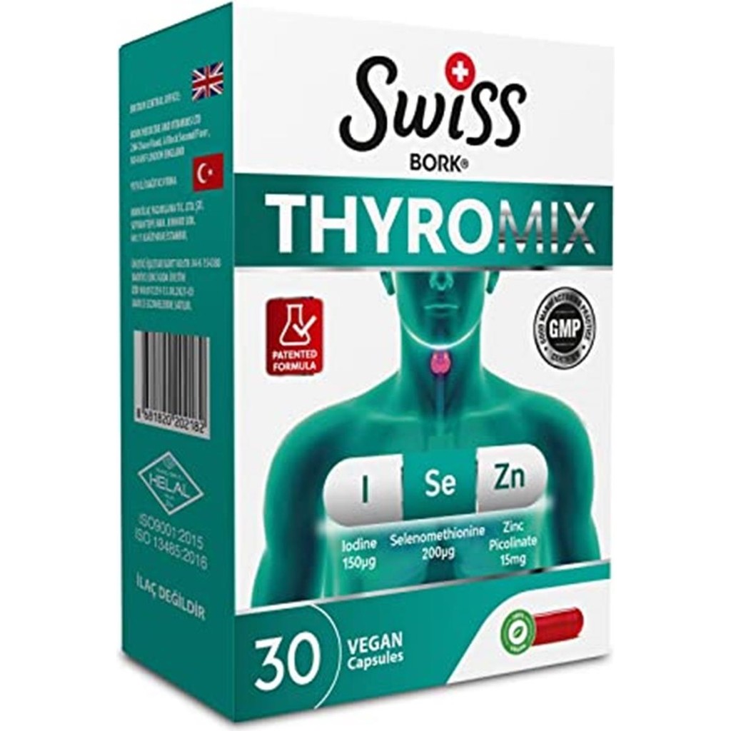 Swiss Bork Swiss Bork® Thyromix (Iyot & Selenyum & Çinko Pikolinat) 30 Vegan Kapsül Diğer Fiyatı