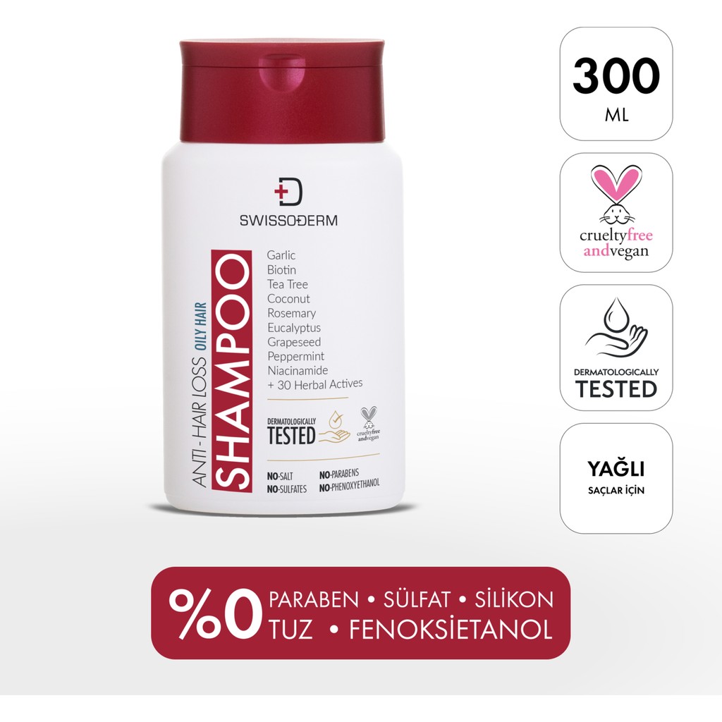 Swissoderm Şampuan Yağlı Saç Vegan Hızlı Uzatan Sülfatsız Tuzsuz Saç Dökümesine Karşı 300ml Diğer Fiyatı