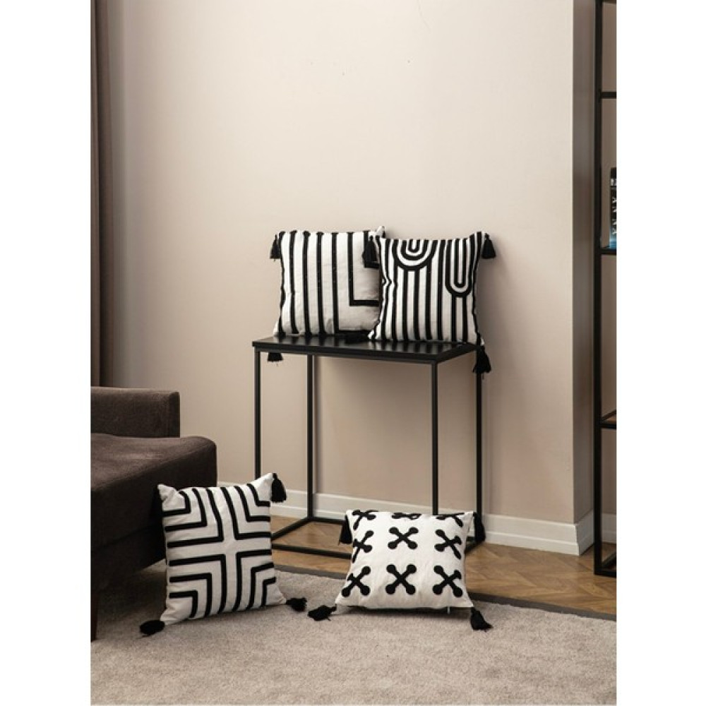 Swita 4'lü Premium Punch Işlemeli Kırlent Kılıfı - 43 x 43 cm - Beyaz Kırlent / Mobilya Yastığı Fiyatı