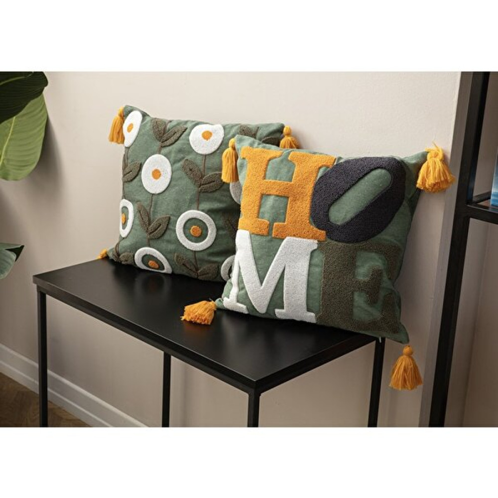 Swita Çiftli Premium Punch Işlemeli Kırlent Kılıfı - 43 x 43 cm - Yeşil Kırlent / Mobilya Yastığı Fiyatı