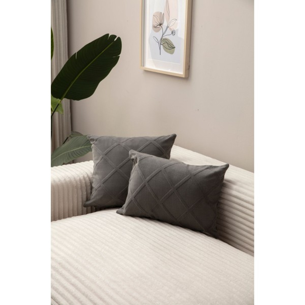 Swita Home Bohem Özel Tasarım Jakarlı Punch Desen Dekoratif Ikili Kırlent Kılıfı - 35 x 50 cm - Antrasit - Beyaz Kırlent / Mobilya Yastığı Fiyatı