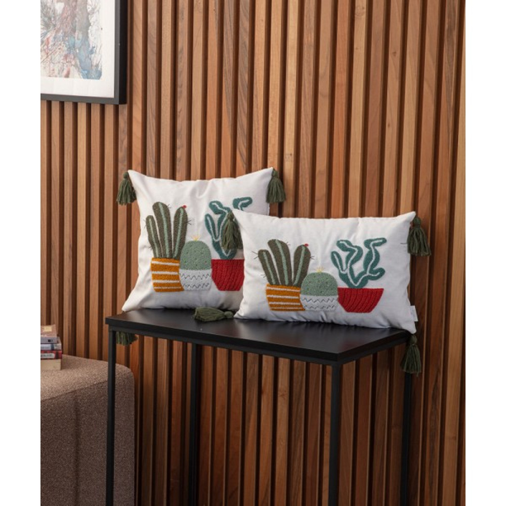 Swita Home Design Çiflti Kombin Punch Işlemeli Kırlent Kılıfı (Panç) - 43 x 43 cm - Okyanus Yeşili Kırlent / Mobilya Yastığı Fiyatı