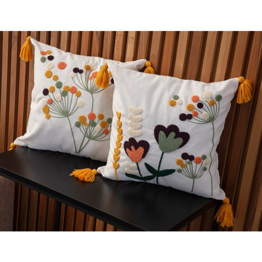 Swita Home Design Çiflti Kombin Punch Işlemeli Kırlent Kılıfı (Panç) - 43 x 43 cm - Sarı - Renkli Kırlent / Mobilya Yastığı Fiyatı