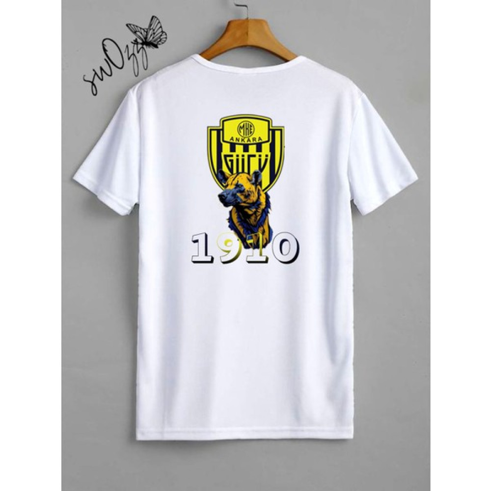 Swozz Ankaragücü Sırtlan Ön Arka Baskılı Özel Tasarım Oversize Beyaz Tişört Erkek T-shirt Fiyatı