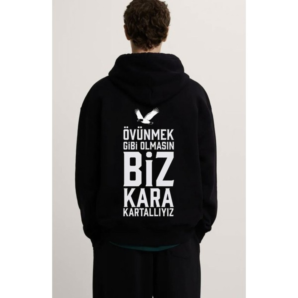 Swozz Bjk Kara Kartal Baskılı Sweatshirt Bayan Sweatshirt Fiyatı