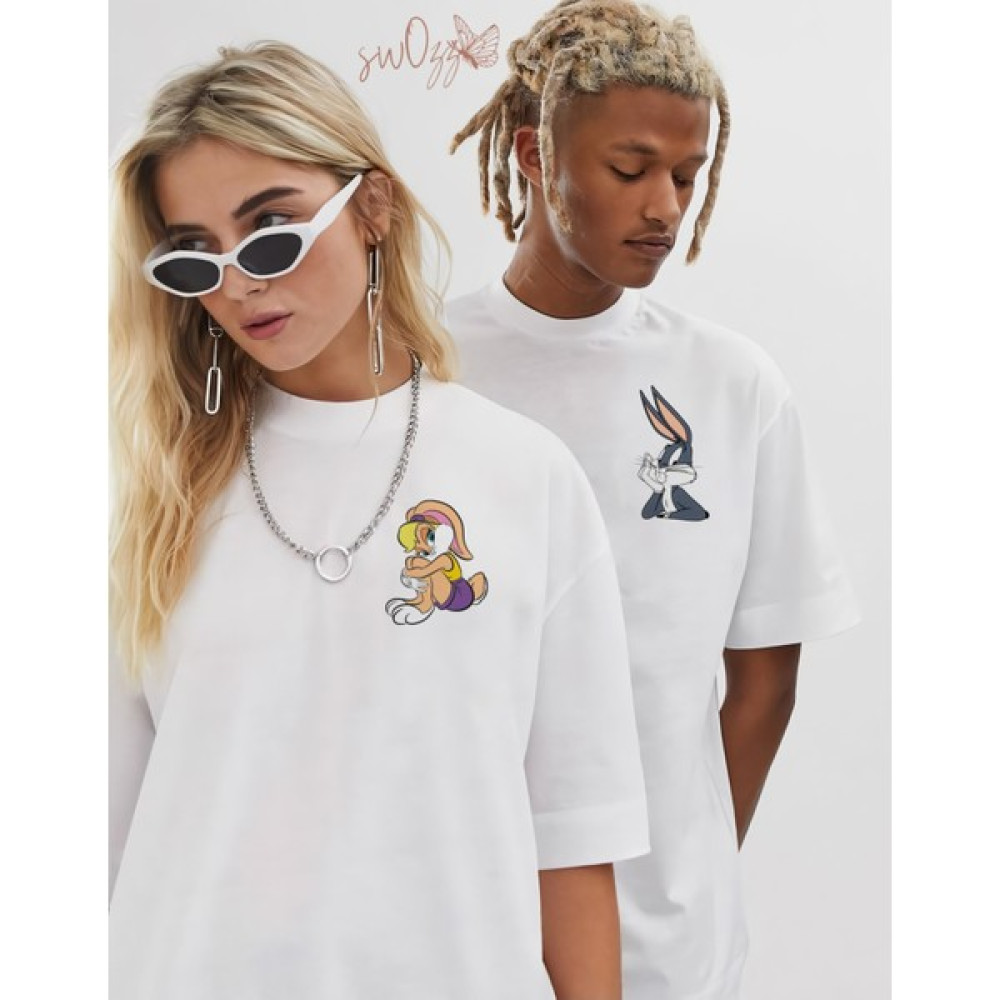 Swozz Bugs Buny & Lola Buny Baskılı Sevgili Kombini Çift Tshirt Beyaz 2 Adet Erkek T-shirt Fiyatı