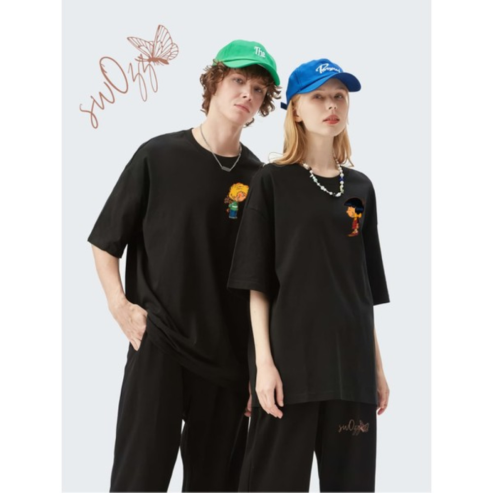 Swozz Cedric ve Chen Baskılı Siyah Sevgili Tişört Kombini Çift Tshirt 2 Adet Erkek T-shirt Fiyatı