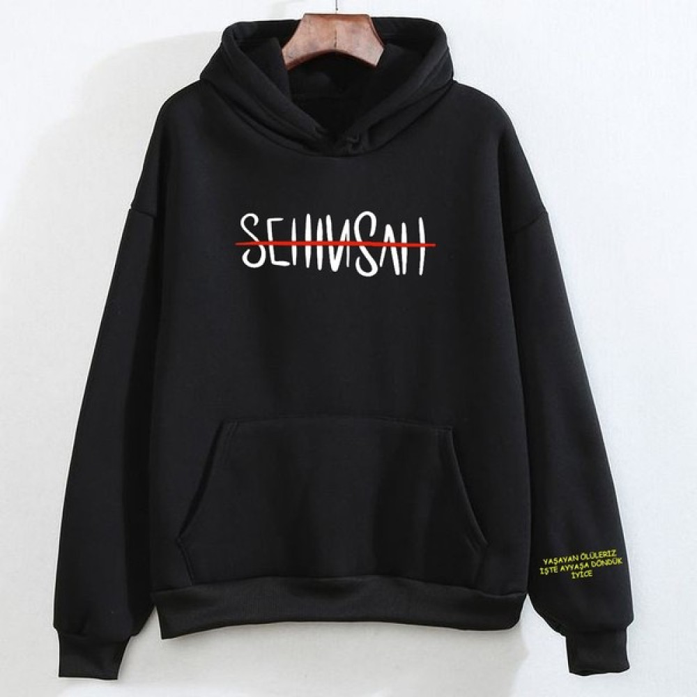 Swozz Şehinşah Kol Detay Baskılı Sweatshirt Pamuklu Kalın Kumaş Bayan Sweatshirt Fiyatı