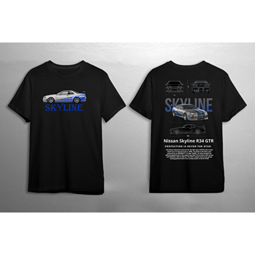 Swozz Unisex Oversize Nissan Skyline Ön ve Sırt Baskılı Siyah T-Shirt Erkek T-shirt Fiyatı