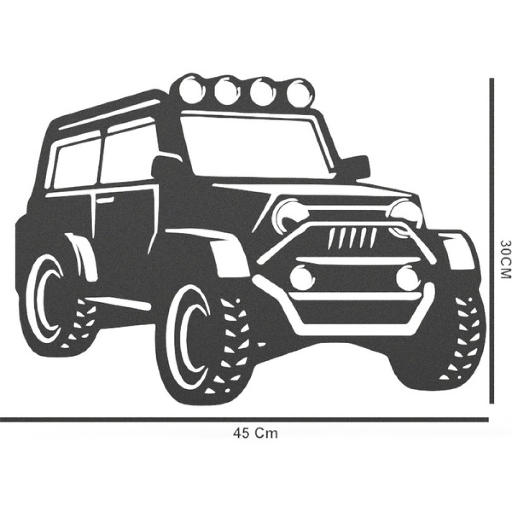 Sylvan Jeep Tasarım ve Jeep Görseli Duvar Oda Ev Aksesuarı 45 x 30 cm - Siyah - 40*30 Ev & Dekorasyon Aksesuarları Fiyatı