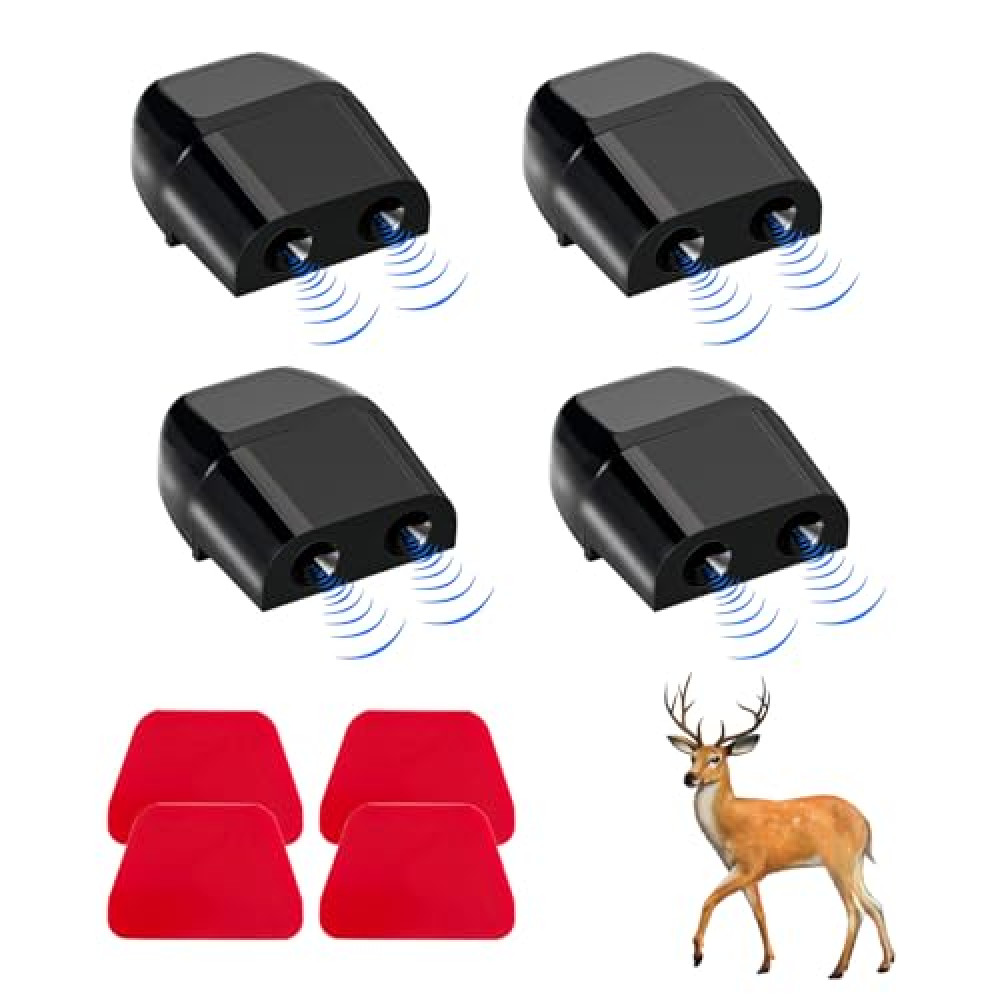Sylvil 4 PCS Deer Whistles for Car, Auto Save a Deer Warning Device, Universal Deer Horn with Rubber Pads to Avoid Collision, Animal Alert Motorcycle Car Accessories (Black)
