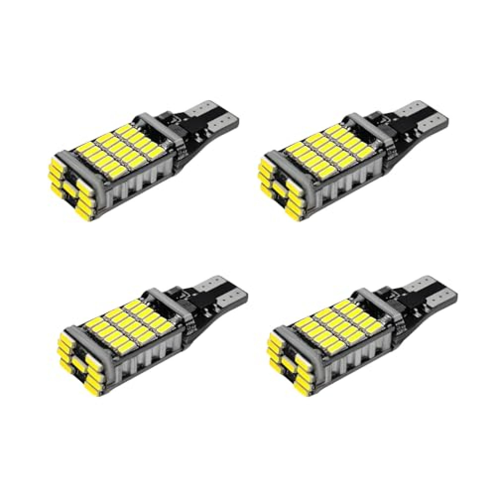 Sylvil 4 PCS LED Reverse Lights, 6500K Super Brightness 45SMD-4014 Chipsets for Turn Signal Bulb, Error Free T15 LED Brake Stop Cargo Backup Lights, Universal Car Accessories (White)