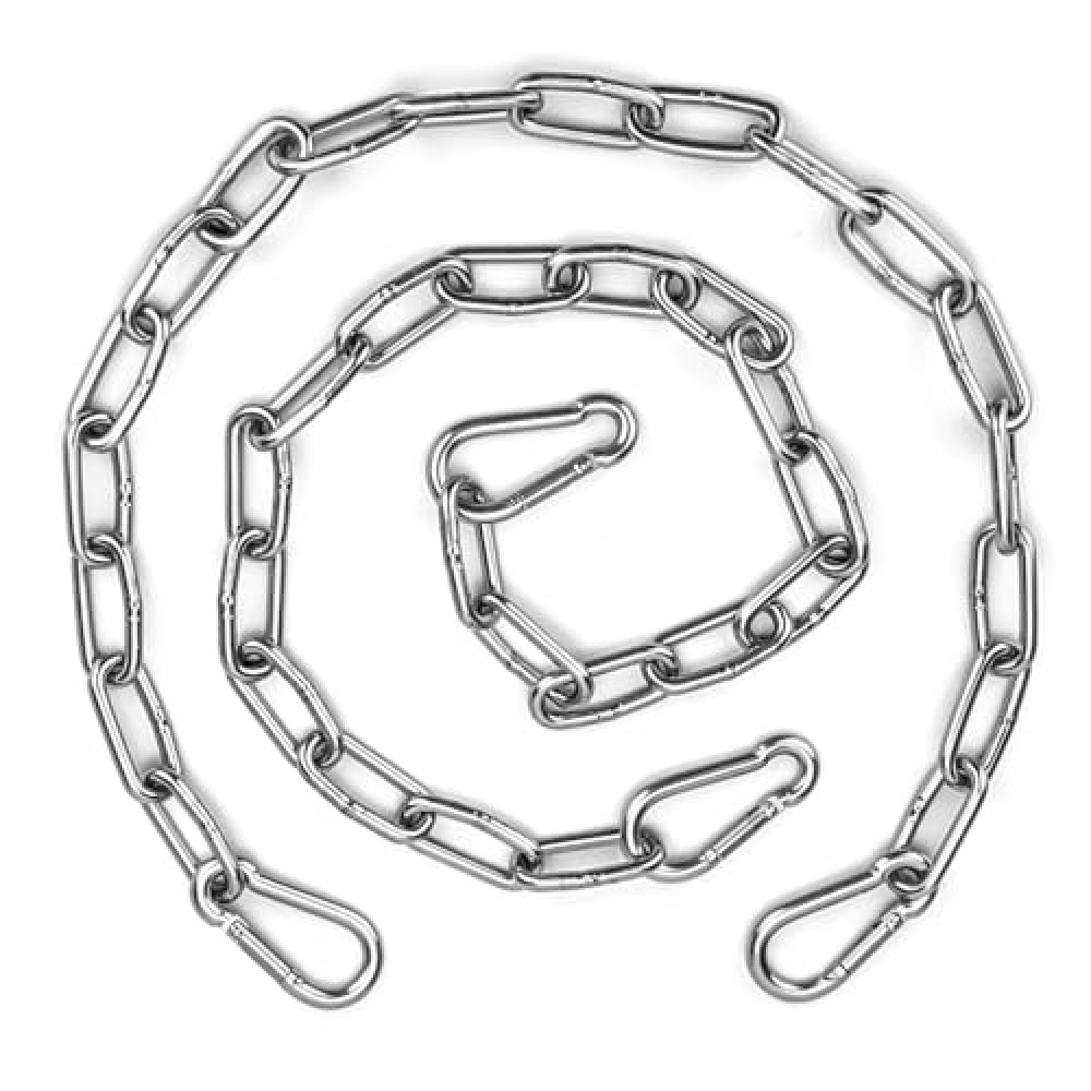Syocsek 2 Pack Gate Chain Lock for Outdoor Fence with Carabiner, 5/32 x 24 Inch Stainless Steel Link Chains No Fear of Being Bent, Easy to Adjust Barn Chain for Livestock Gate, Silver