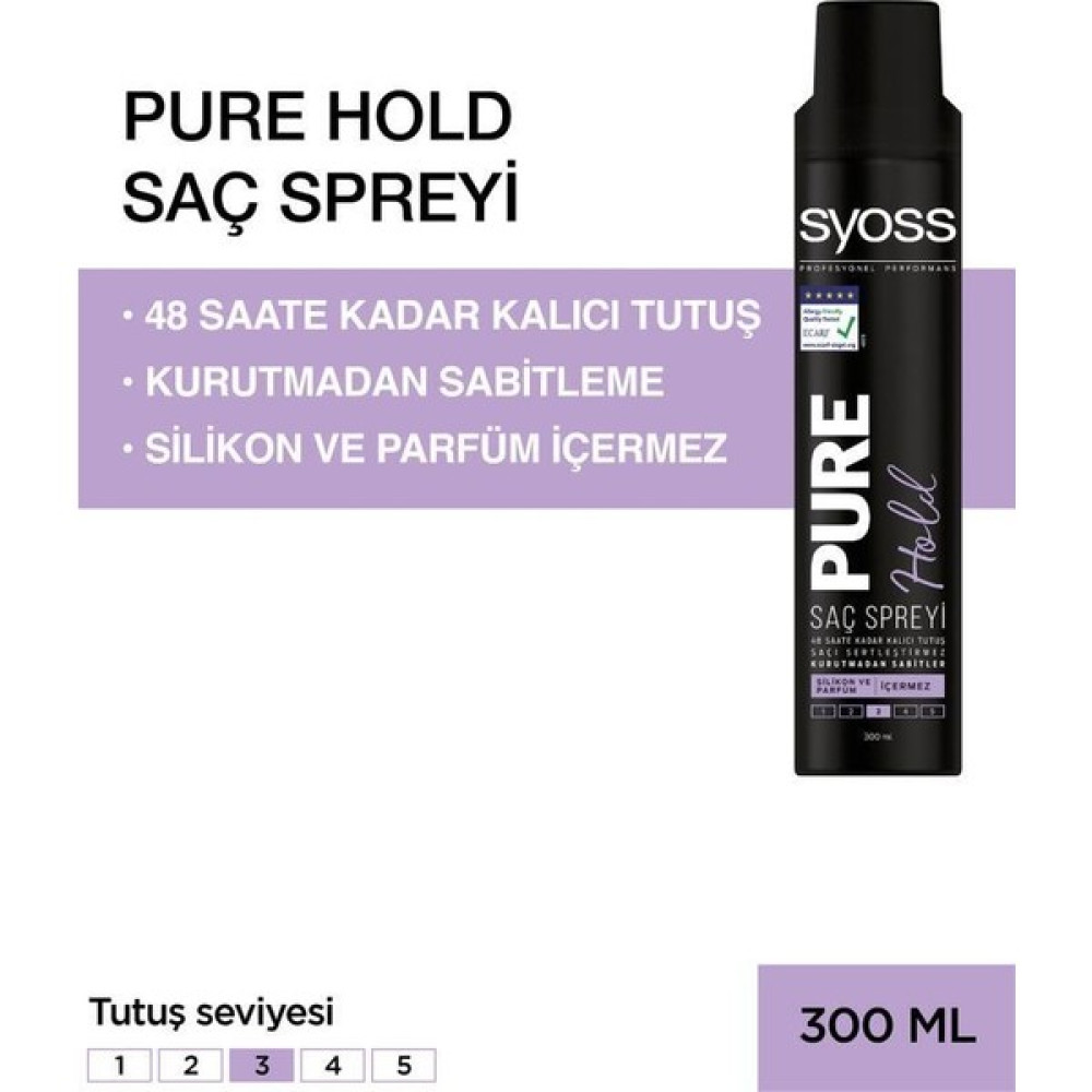 Syoss Pure Hold 300 ml Saç Spreyi Saç Şekillendirici Sprey Fiyatı