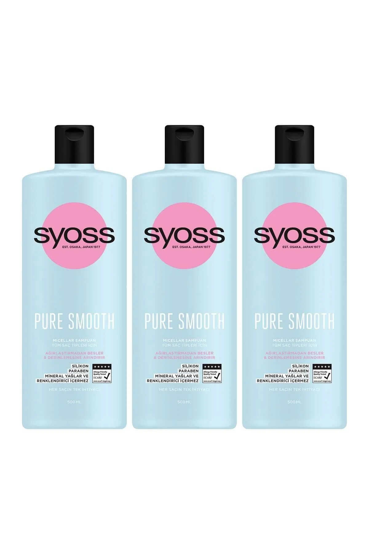 Syoss Pure Smooth Micellar Ağırlaştırmayan Derinlemesine Bakım Şampuan 500ml X 3 Adet" Şampuan ve Saç Kremi Fiyatı