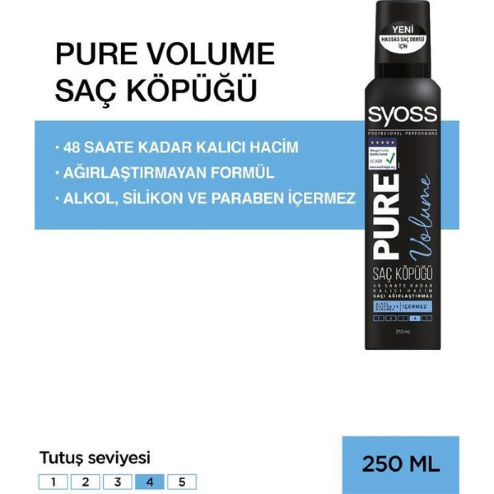 Syoss Pure Volume Saç Köpüğü 250 ml Saç Şekillendirici Köpük Fiyatı