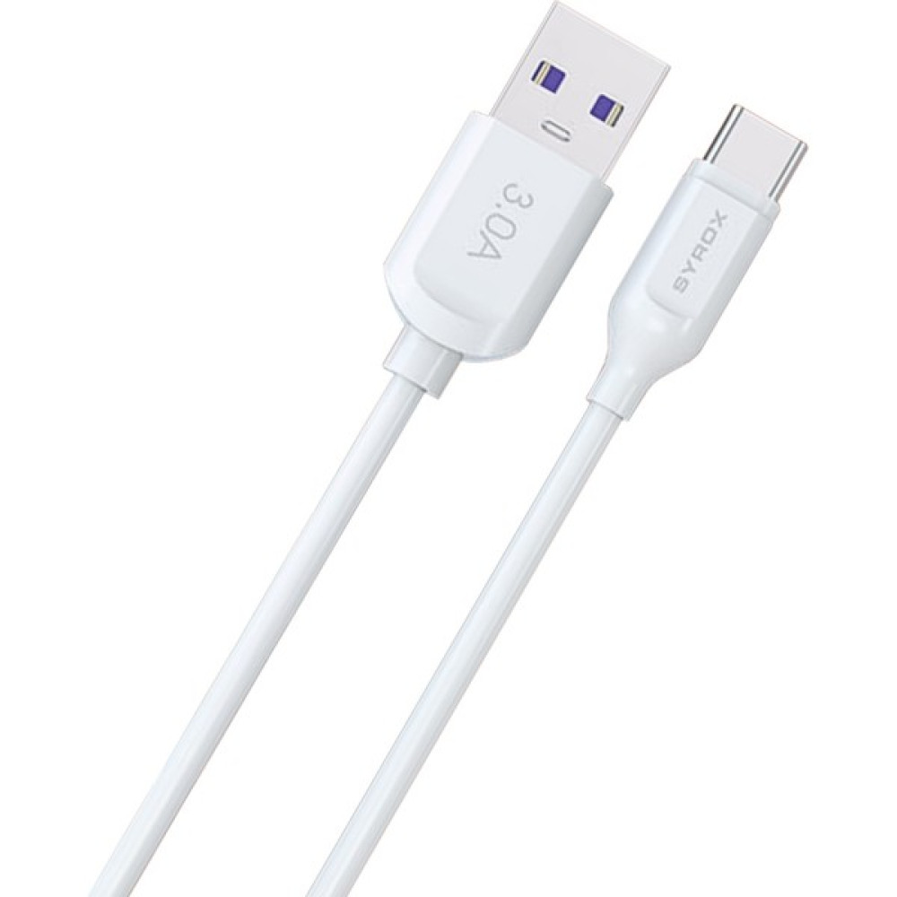 Syrox C109 Type-C Hızlı Şarj ve Data Kablosu 1mt 3.0A 18W Beyaz Cep Telefonu Şarj Cihazı Fiyatı
