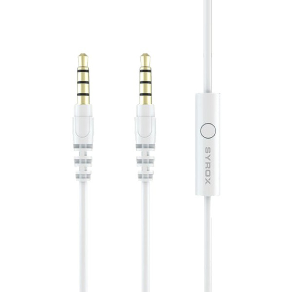 Syrox C118 Audio Aux Mikrofonlu Ses Aktarım Kablosu 3.5mm 1.5mt - Beyaz Cep Telefonu Kablosu Fiyatı