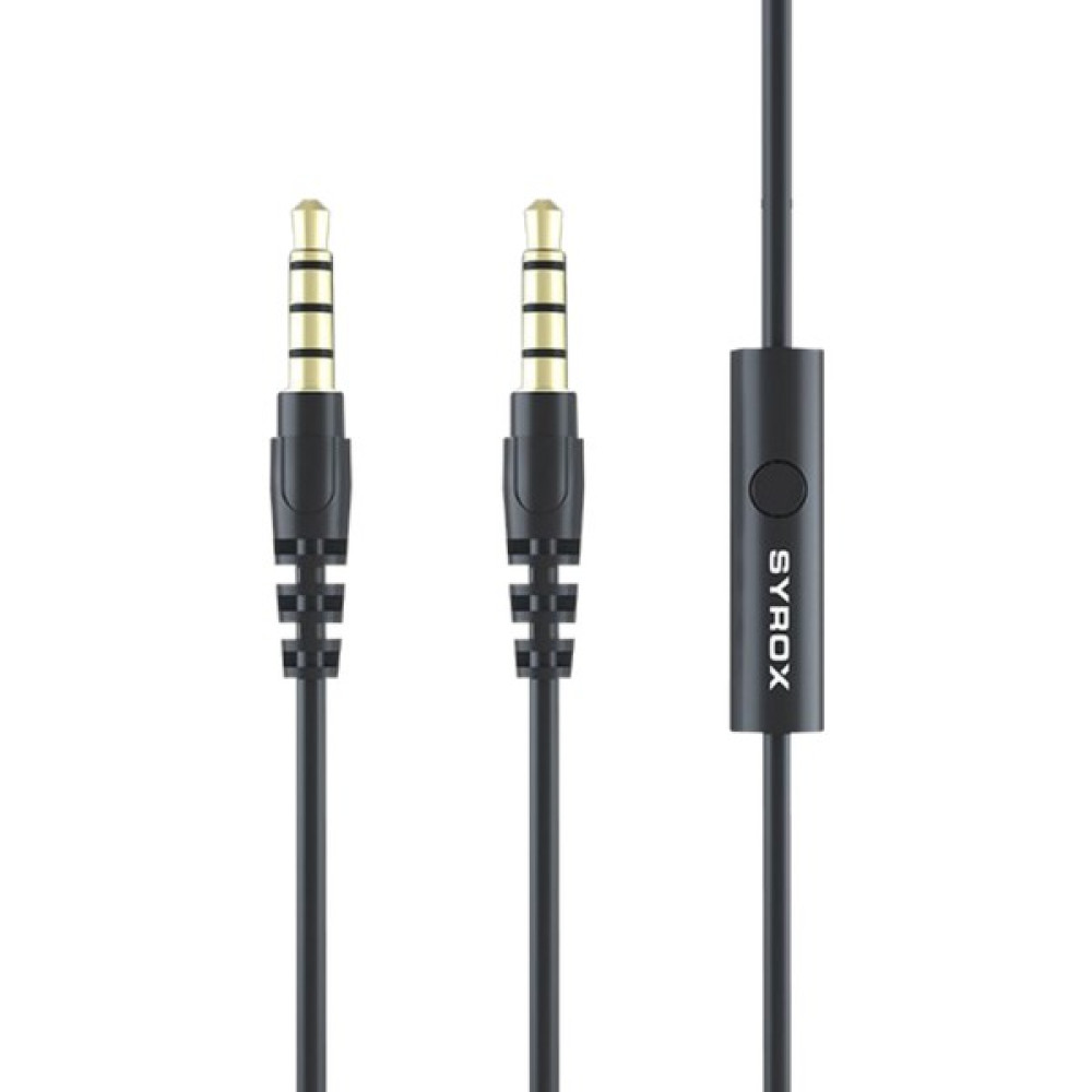 Syrox C118 Audio Aux Mikrofonlu Ses Aktarım Kablosu 3.5mm 1.5mt - Siyah Cep Telefonu Kablosu Fiyatı