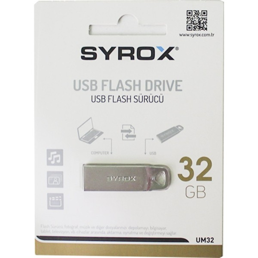 Syrox Metal Flash Bellek USB 32 GB - Gri Metal Flash Bellekler Fiyatı