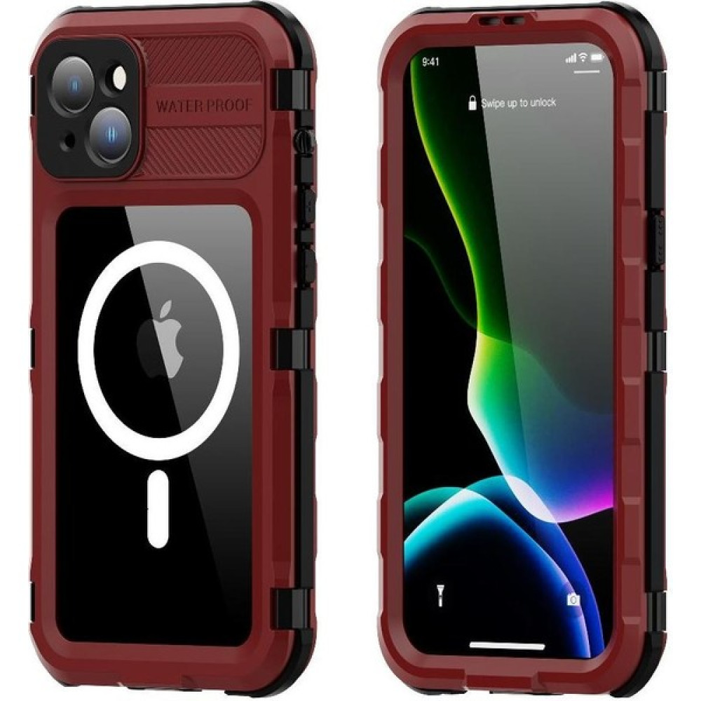 SZY Mall Iphone 15 Için Kılıf Artı Su Geçirmez Dahili Ekran Koruyucu IP68 Tam (Yurt Dışından) - Kırmızı - iPhone 15 Plus Cep Telefonu Kılıfı Fiyatı