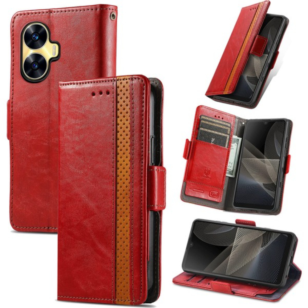 SZY Mall Realme C55 Cüzdan Kılıfı, Kart Tutuculu Pu Deri Flip Kılıf Rfıd Engelleme Kickstand Telefon Kapağı (Yurt Dışından) - Bordo Cep Telefonu Kılıfı Fiyatı