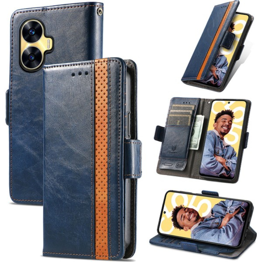 SZY Mall Realme C55 Cüzdan Kılıfı, Kart Tutuculu Pu Deri Flip Kılıf Rfıd Engelleme Kickstand Telefon Kapağı (Yurt Dışından) - Mavi Cep Telefonu Kılıfı Fiyatı
