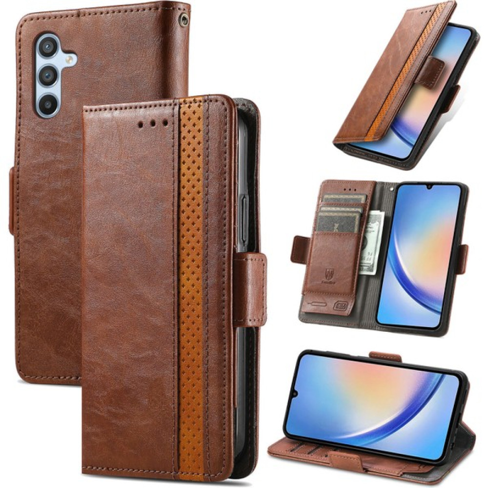 SZY Mall Samsung Galaxy A34 5g Cüzdan Kılıfı, Kart Tutuculu Pu Deri Flip Kılıf Rfıd Engelleme Kickstand Telefon Kapağı (Yurt Dışından) - Kahverengi Cep Telefonu Kılıfı Fiyatı