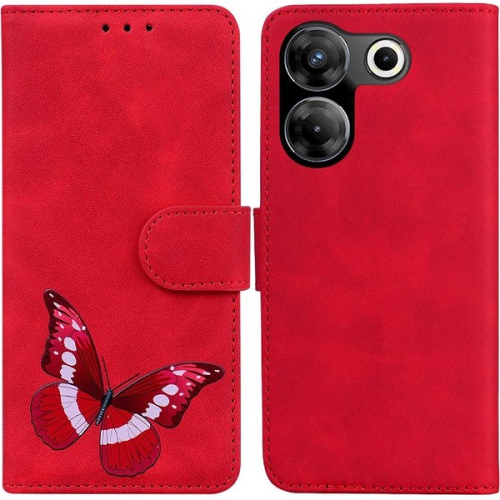 SZY Mall Tecno Camon 20 Pro 5g Için Kılıf Cüzdan Flip Folio Kapak Kelebek Renk (Yurt Dışından) - Kırmızı Cep Telefonu Kılıfı Fiyatı
