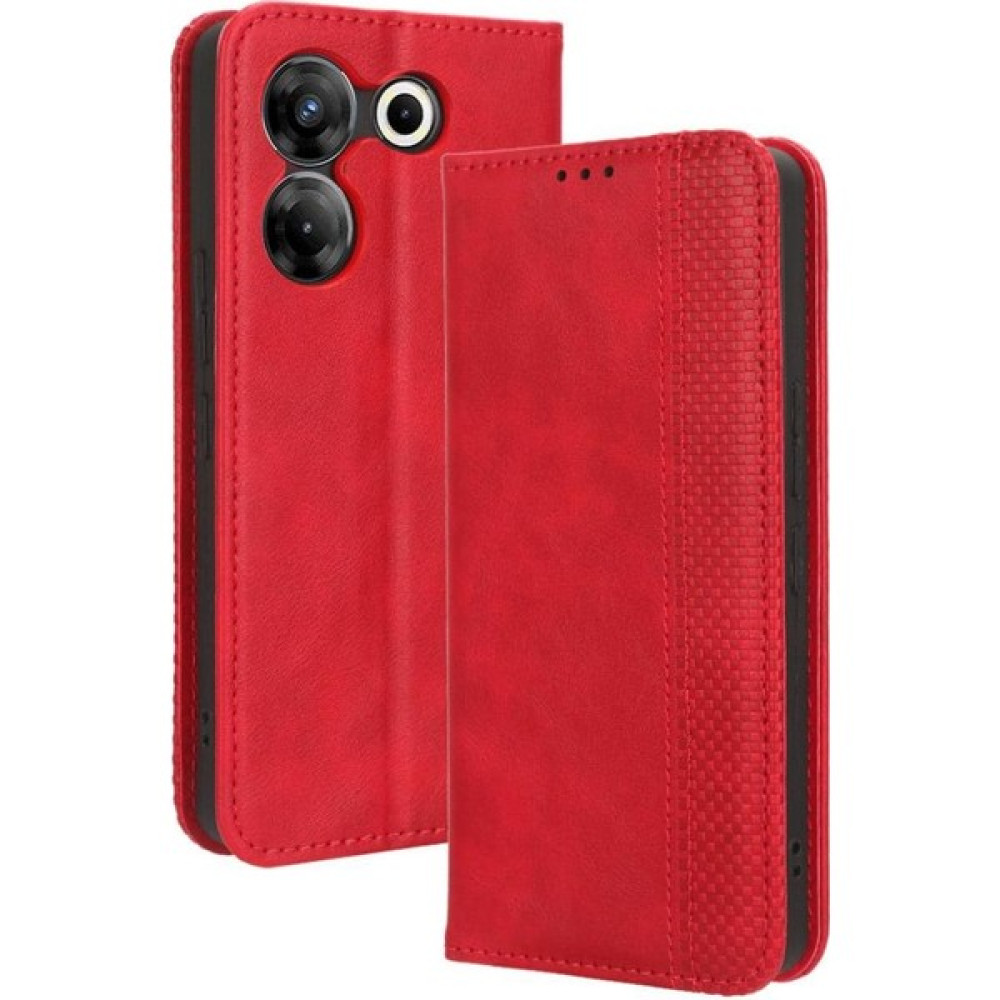 SZY Mall Tecno Camon 20 Pro 5g Manyetik Kapatma Cüzdan Pu Deri Için Kılıf (Yurt Dışından) - Kırmızı Cep Telefonu Kılıfı Fiyatı