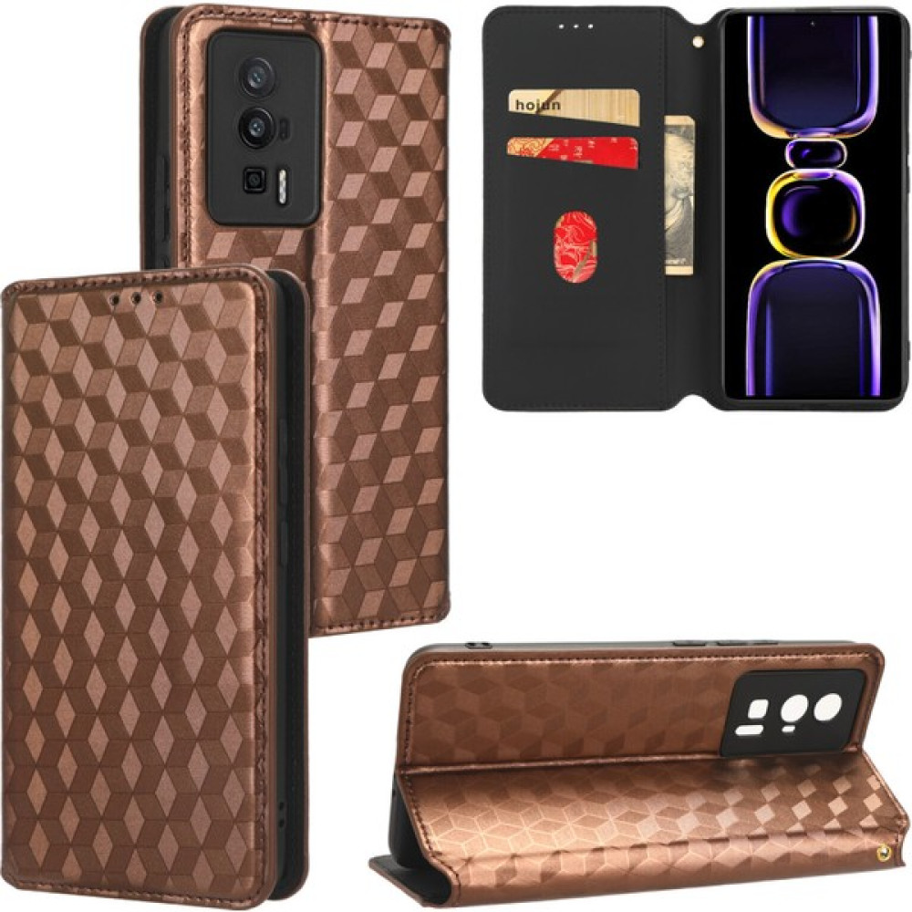 SZY Mall Xiaomi Mi Poco F5 Pro 5g Cüzdan Hakiki Deri Darbeye Dayanıklı Tpu Kılıf Standı Dayanıklı Flip Kitap Katlanır (Yurt Dışından) - Kahverengi Cep Telefonu Kılıfı Fiyatı