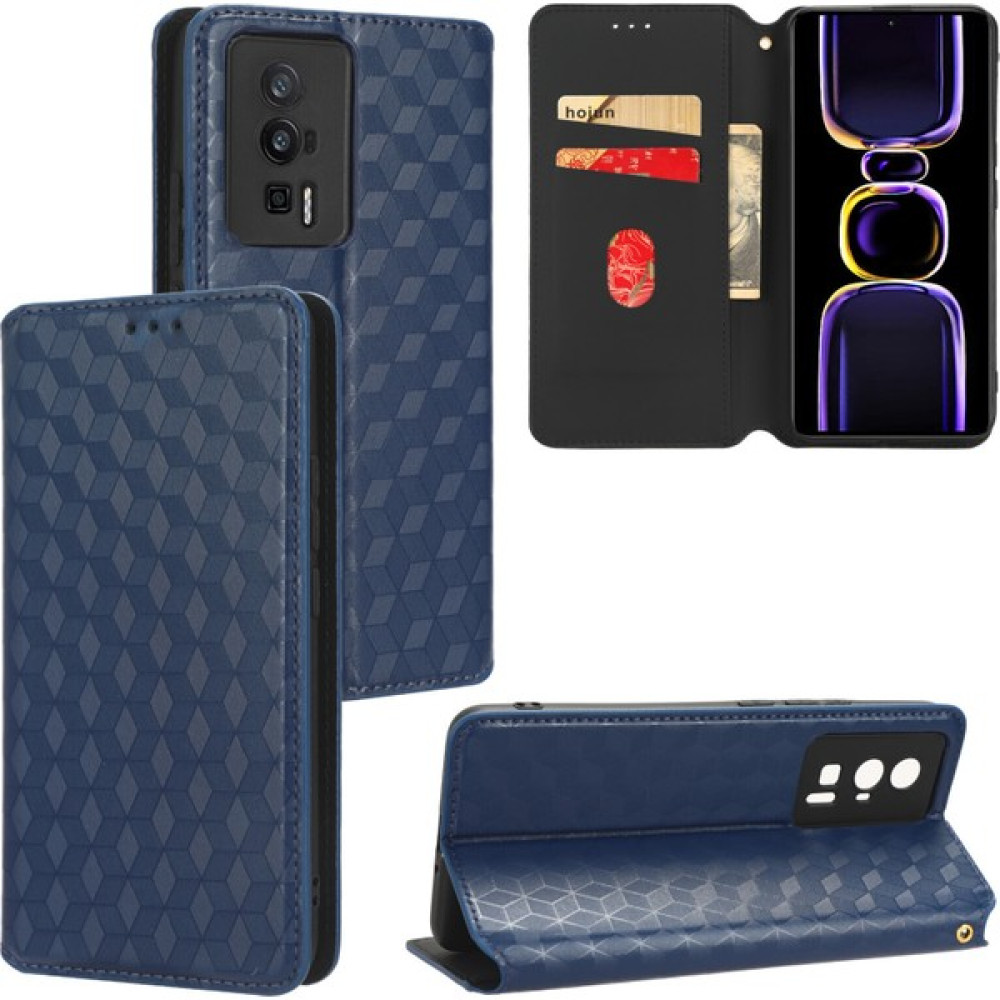 SZY Mall Xiaomi Mi Poco F5 Pro 5g Cüzdan Hakiki Deri Darbeye Dayanıklı Tpu Kılıf Standı Dayanıklı Flip Kitap Katlanır (Yurt Dışından) - Mavi Cep Telefonu Kılıfı Fiyatı