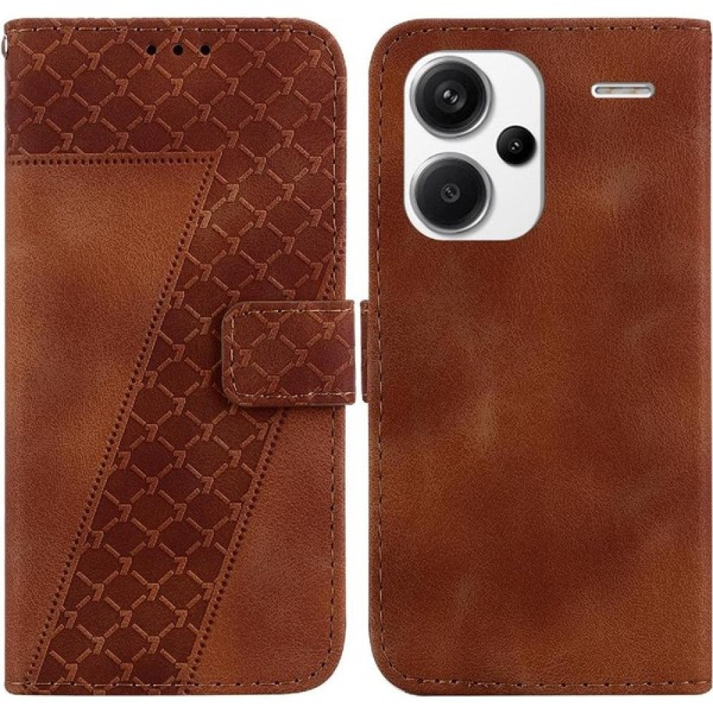 SZY Mall Xiaomi Redmi Için Not 13 Pro Artı Flip Folio Kapak Cüzdan Kabartmalı Pu Kılıf (Yurt Dışından) - Kahverengi Cep Telefonu Kılıfı Fiyatı
