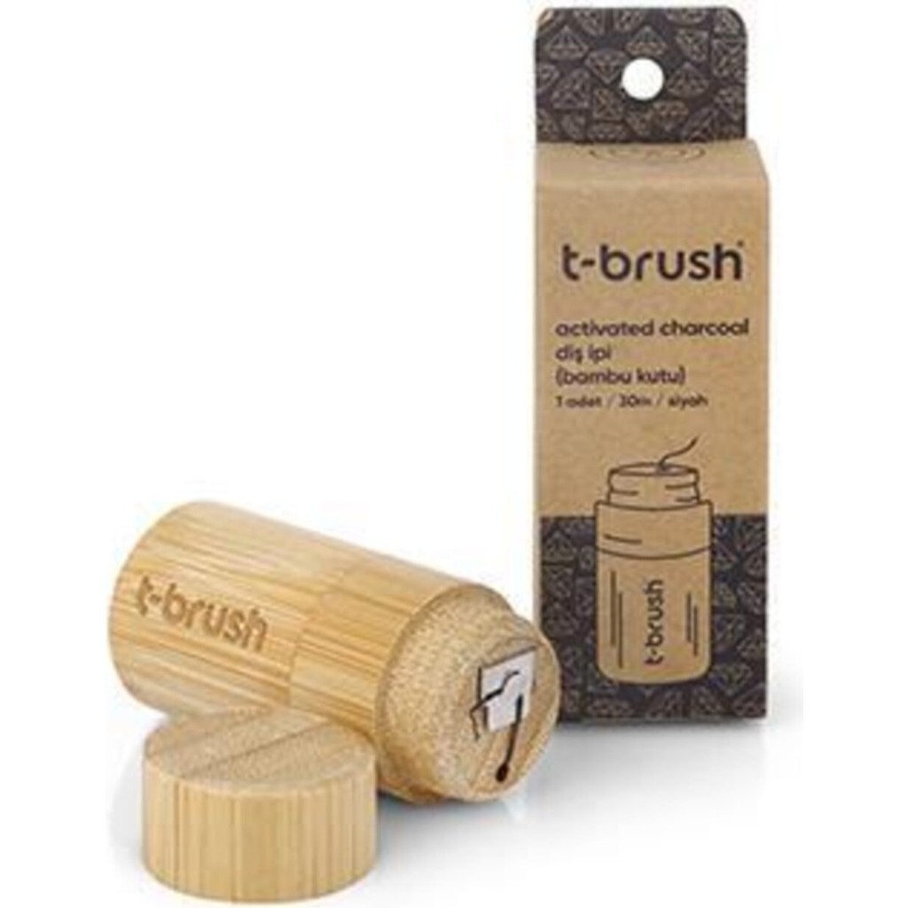 T-Brush Aktif Kömürlü Doğal Diş İpi 30 m Plastiksiz Bambu Kutu ile Taze Nane Aromalı Diğer Fiyatı