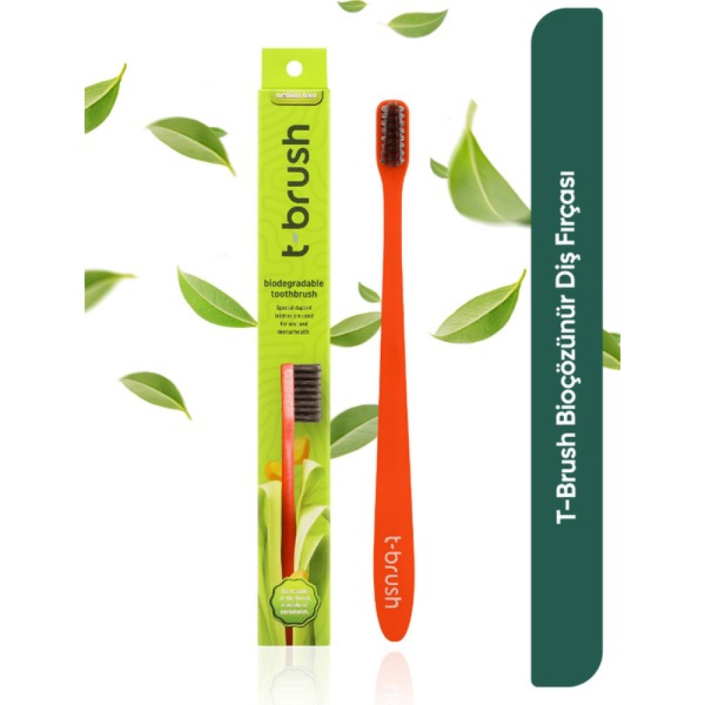 T-Brush Bioçözünür Vegan Diş Fırçası - Kırmızı Renk - Orta Sert Diş Fırçaları Fiyatı