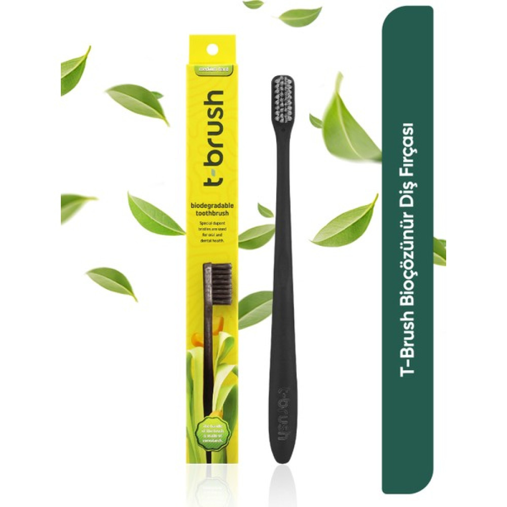 T-Brush Bioçözünür Vegan Diş Fırçası - Siyah Renk - Orta Sert Diş Fırçaları Fiyatı