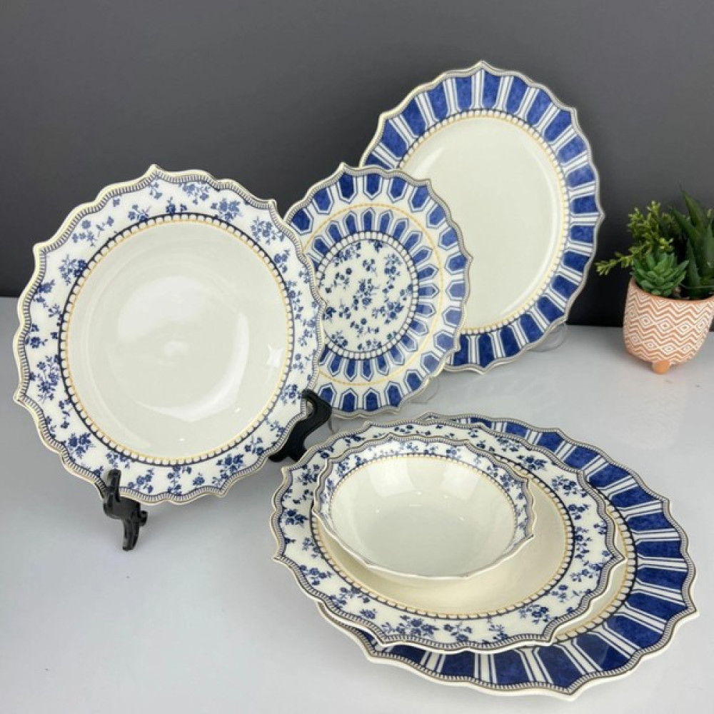 T. Concept T.concept Elizabeth London 6 Kişilik Yemek Takımı Mavi Dekor 24 Parça Yemek Takımı Fiyatı