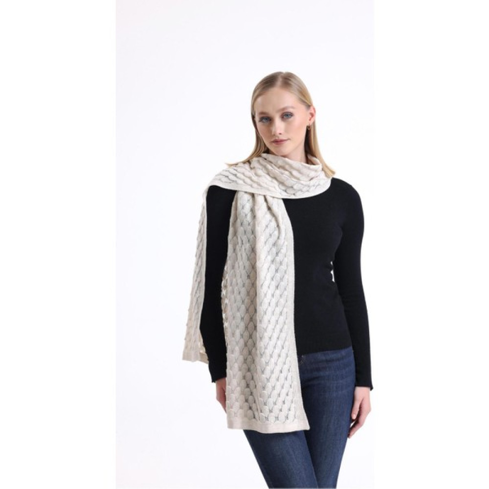 T-Crazy Knitwear Ajur Desenli Atkı, Kışlık Yumuşak Dokulu Kaşkol, Triko Örme Atkı - Krem Kadın Atkısı Fiyatı
