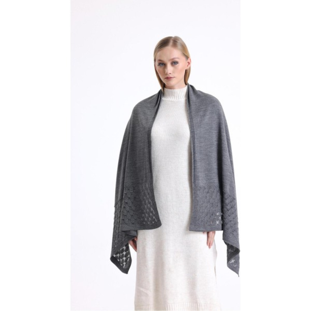 T Crazy T- Crazy Knitwear Ajur Kenarlı Triko Omuz Şalı, Şık Yumuşak Dokulu Triko Örme Omuz Şalı Şal / Fular & Eşarp Fiyatı