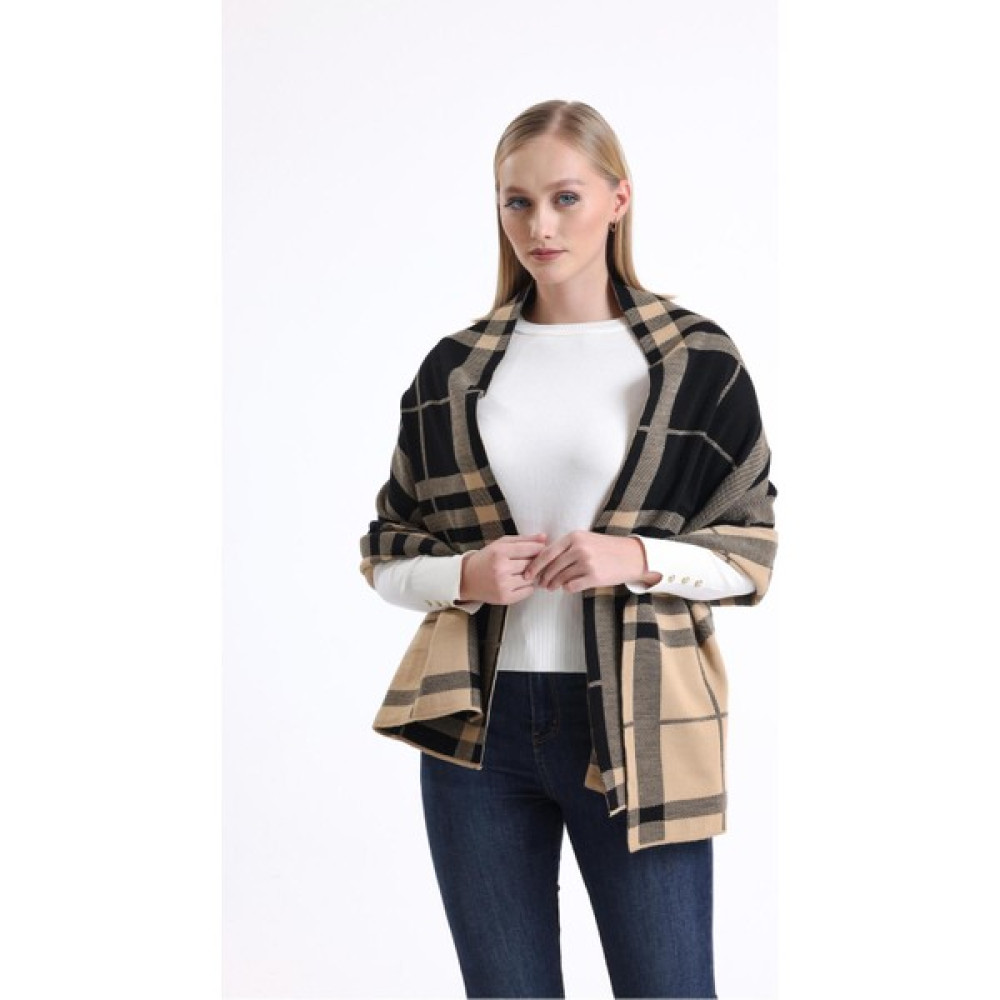 T Crazy T-Crazy Knitwear Burbery Desen Kışlık Triko Şal, Çift Katlı ve Çift Taraflı Triko Örme Omuz Şalı Şal / Fular & Eşarp Fiyatı