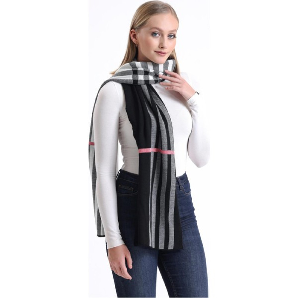 T Crazy T-Crazy Knitwear Burbery Desen Triko Örme Atkı Kadın Atkısı Fiyatı