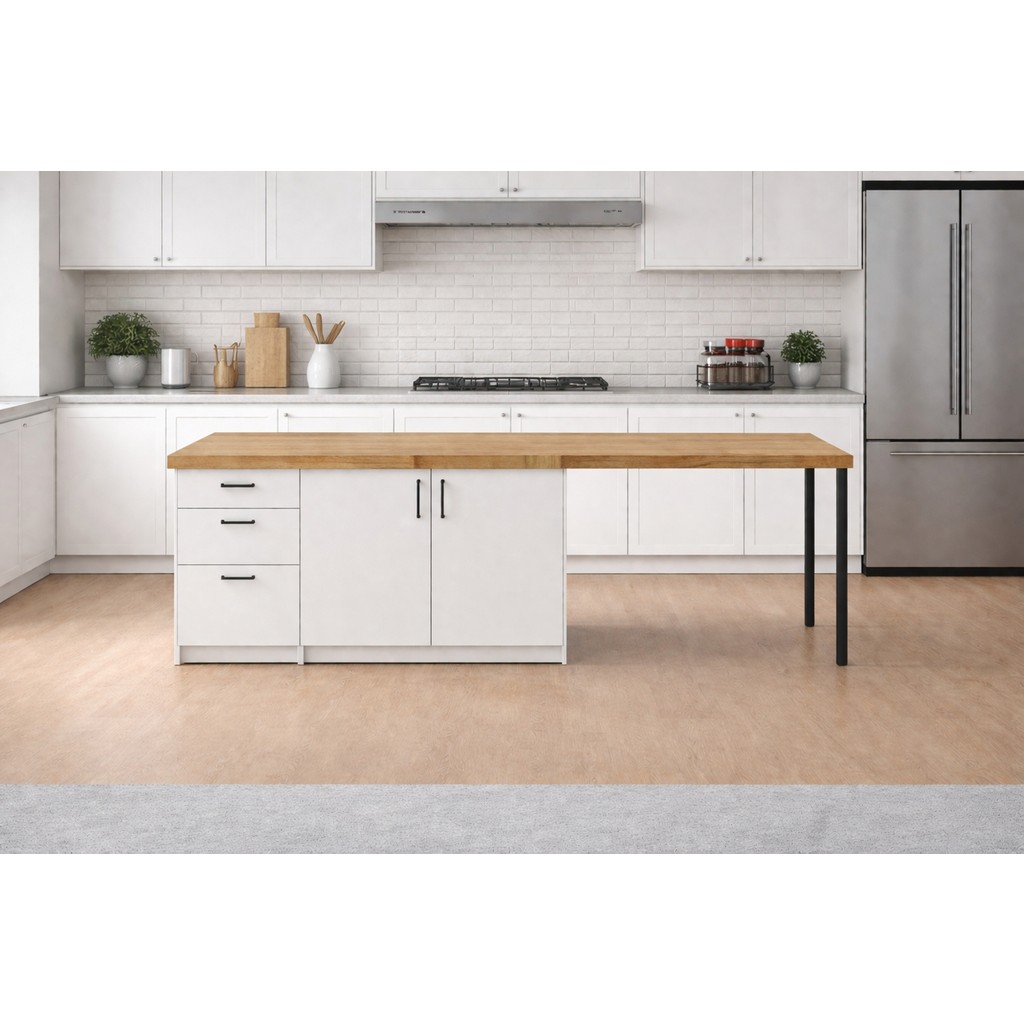 T Designo Lal Mutfak Adası - 3 Çekmeceli 2 Kapaklı-Çok Amaçlı Dolap-Alt Modül-Kiler - 250 cm - Beyaz - Atlantik Çam SSD / Solid State Drive Fiyatı