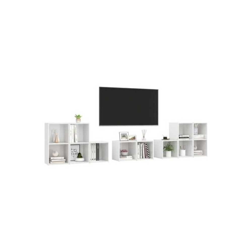 T Designo Tdesıgno Alev Kitaplıklı Televizyon Sehpası - Ünitesi -Kitaplık-Beyaz 240 cm 12 Raflı - Beyaz Tv Ünitesi / Sehpası Fiyatı