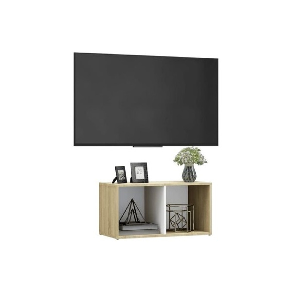 T Designo Tdesıgno Ay Televizyon Sehpası - Ünitesi -Kitaplık-Meşe Beyaz 72 cm 2 Raflı - Beyaz - Meşe Tv Ünitesi / Sehpası Fiyatı