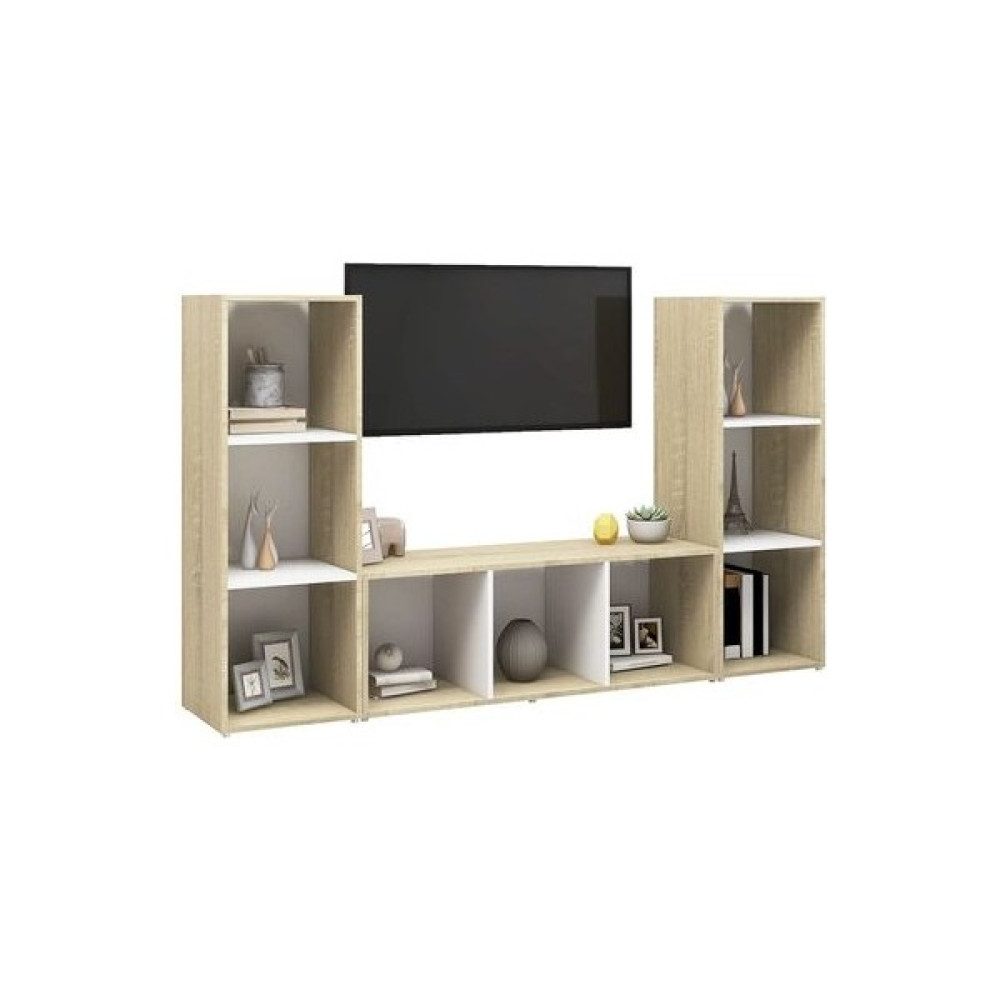 T Designo Tdesıgno Deren Kitaplıklı Televizyon Sehpası - Ünitesi -Kitaplık-Meşe Beyaz 150 cm 9 Raflı - Beyaz Meşe Tv Ünitesi / Sehpası Fiyatı