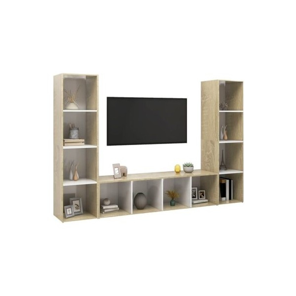T Designo Tdesıgno Er Kitaplıklı Televizyon Sehpası - Ünitesi -Kitaplık-Meşe Beyaz 180 cm 12 Raflı - Beyaz - Meşe Tv Ünitesi / Sehpası Fiyatı