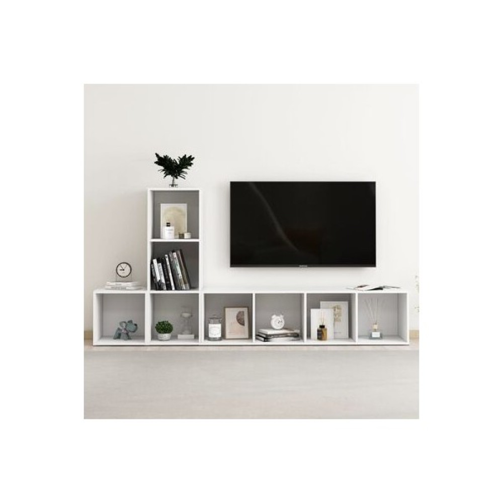 T Designo Tdesıgno Gülan Kitaplıklı Televizyon Sehpası - Ünitesi -Kitaplık-Beyaz 180 cm 8 Raflı - Beyaz Tv Ünitesi / Sehpası Fiyatı